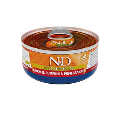 N&D Pumpkin Balkabaklı Tavuklu ve Narlı Tahılsız Yetişkin Konserve Kedi Maması 70gr