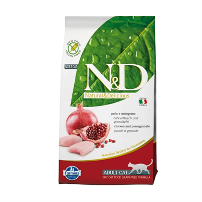 N&D Tahılsız Tavuk ve Narlı Yetişkin Kedi Maması 5 Kg