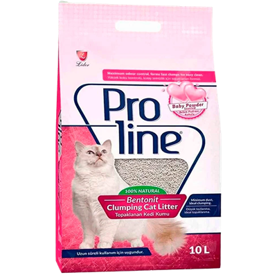 Proline Süper Topaklanan İnce Taneli Bebek Pudralı Bentonit Kedi Kumu 10lt