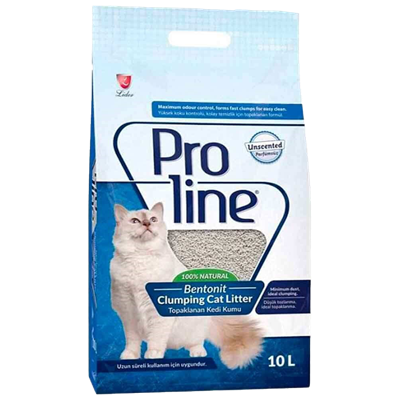 Proline Süper Topaklanan İnce Taneli Parfümsüz Bentonit Kedi Kumu 10lt