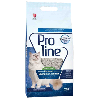 Proline Süper Topaklanan İnce Taneli Parfümsüz Bentonit Kedi Kumu 20lt