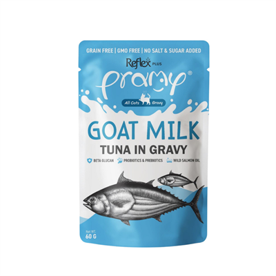 Reflex Plus Pramy Goat Milk Sos İçinde Keçi Sütlü ve Ton Balıklı Kedi Konservesi 60 gr