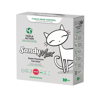 Sandy Max Aktif Karbonlu Topaklanan Tozsuz Kedi Kumu 10 Kg