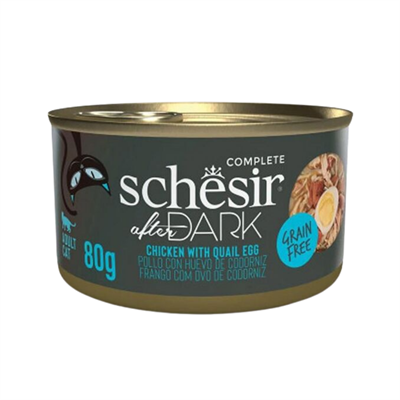Schesir After Dark Et Suyunda Tavuklu ve Bıldırcın Yumurtalı Yetişkin Kedi Konservesi 80 gr