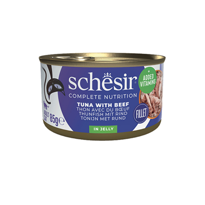 Schesir Jelly Ton Balığı ve Sığır Eti Jöle İçinde Yetişkin Kedi Konservesi 85 gr