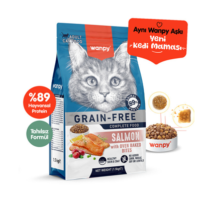 Wanpy Somonlu Tahılsız Yetişkin Kedi Maması 1.5 kg