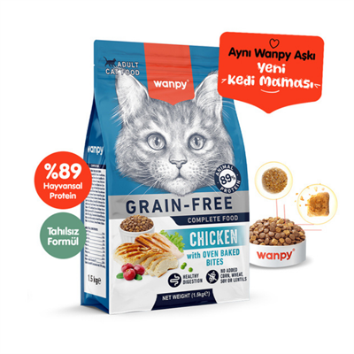 Wanpy Tahılsız Tavuklu Yetişkin Kedi Maması 1.5 kg