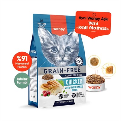 Wanpy Tavuklu Tahılsız Yavru Kedi Maması 1.5 kg