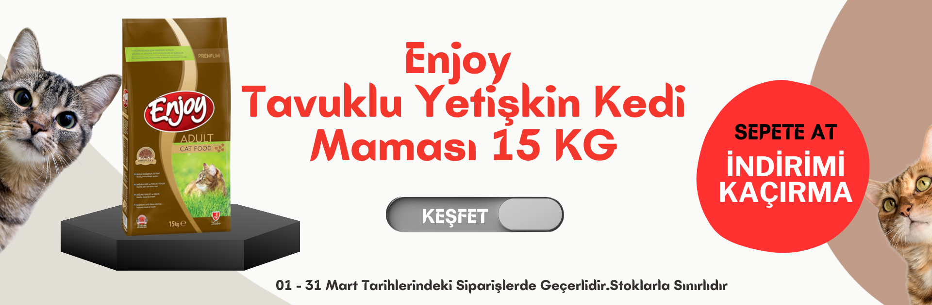 Enjoy Tavuklu Yetişkin Kedi Maması 15 KG