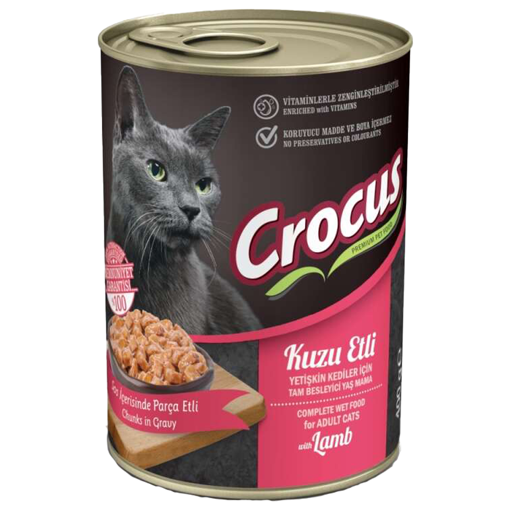 Crocus Sos İçinde Parça Kuzu Etli Yetişkin Kedi Konservesi 400gr