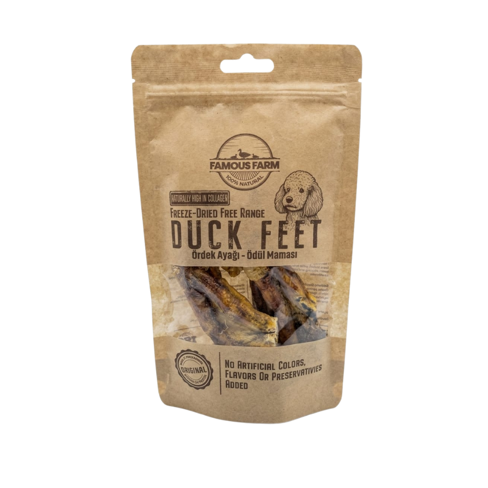 Famous Farm Dondurulmuş Kurutulmuş Ördek Ayak Köpek Ödül Maması 30 Gr