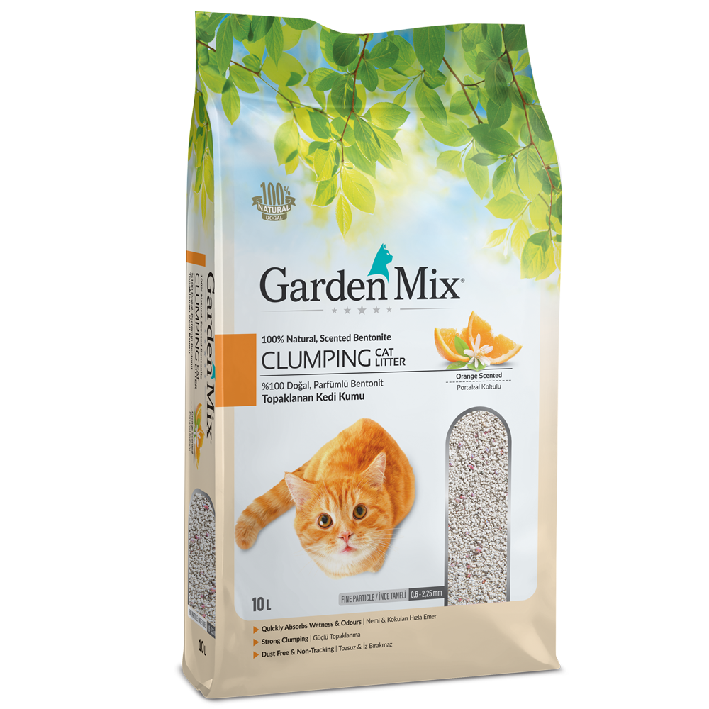 Garden Mix İnce Taneli Topaklaşan Portakallı Doğal Kedi Kumu 10lt