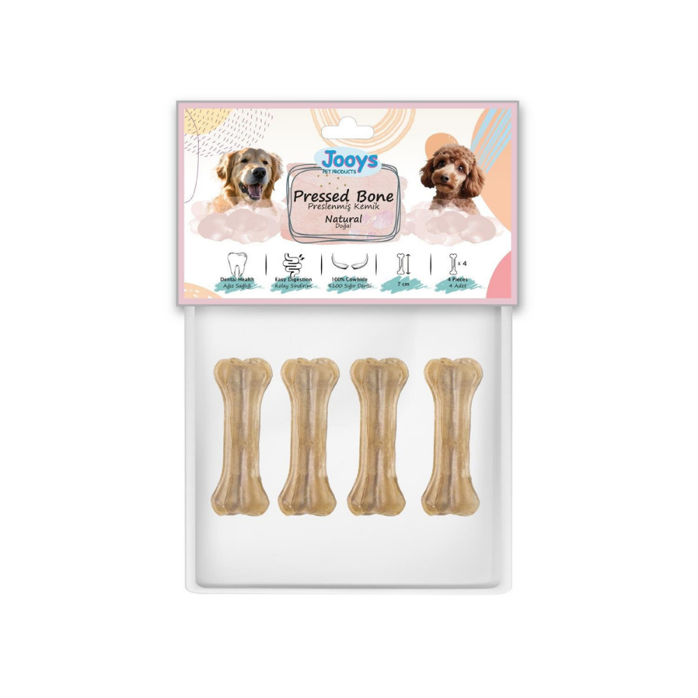 Jooys Doğal Pres Köpek Ödül Kemiği 7 cm 4'lü Paket