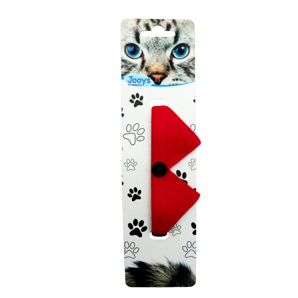 Jooys Kadife Zilli Yakalı Kedi Boyun Tasması Kırmızı