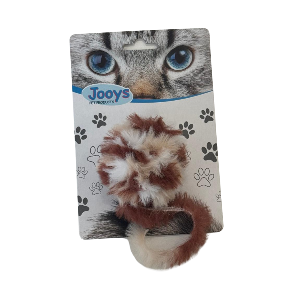 Jooys Kürklü Tıkırtılı Kedi Topu Kahverengi-Krem