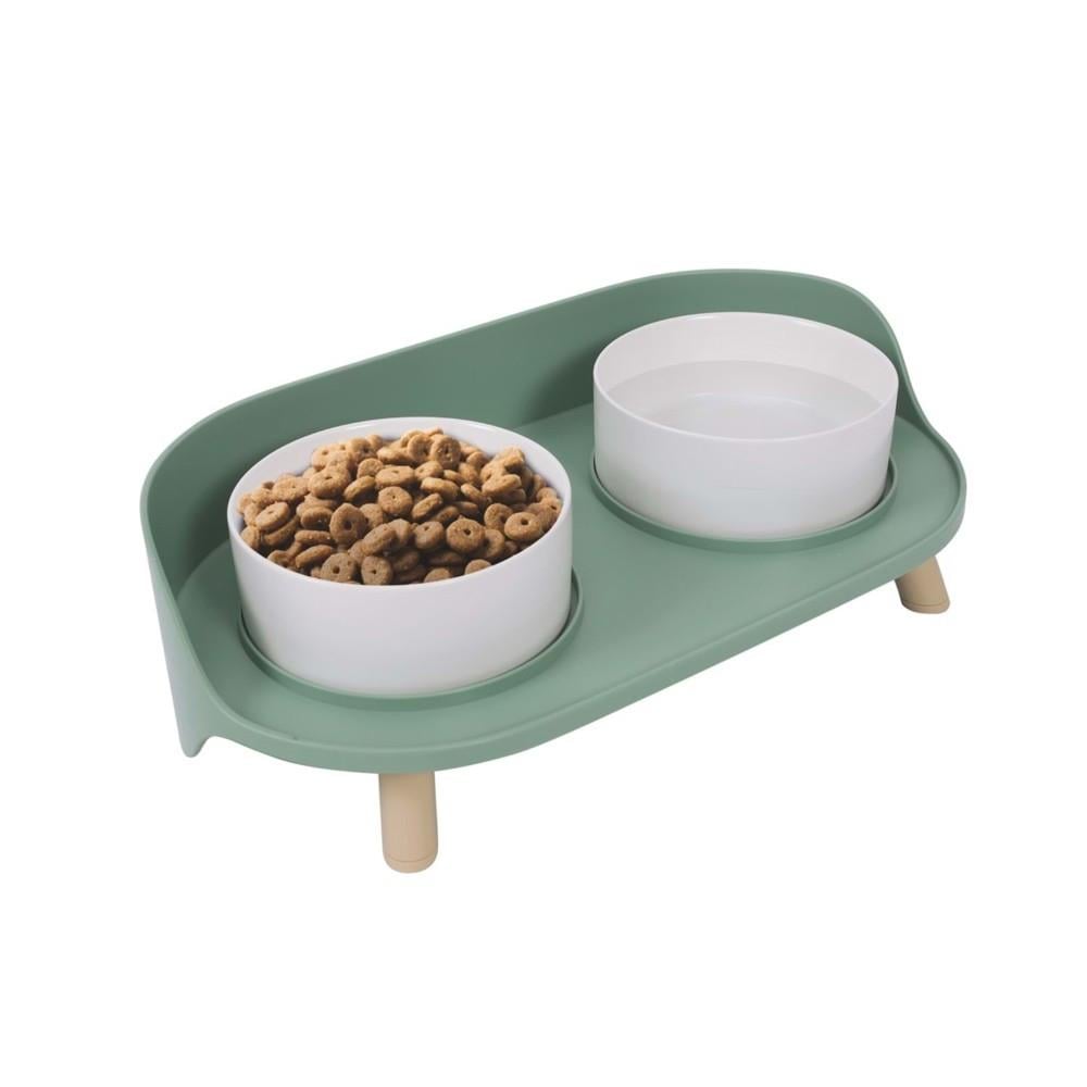 M-Pets Altıtude Kedi ve Köpekler için Standlı Seramik Mama ve Su Kabı 2x450 ml