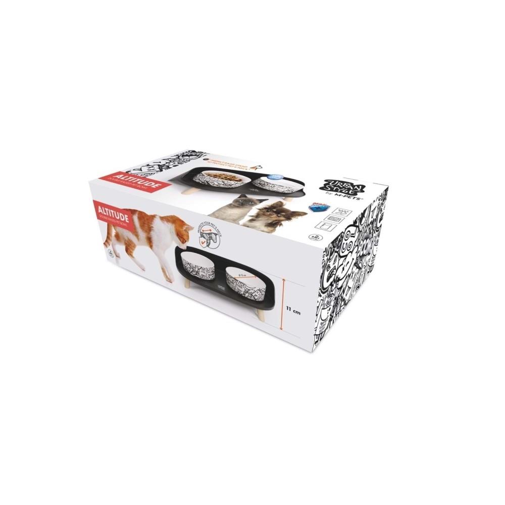 M-Pets Altitude Urban Style Standlı Mama ve Su Kabı 450 ml Siyah