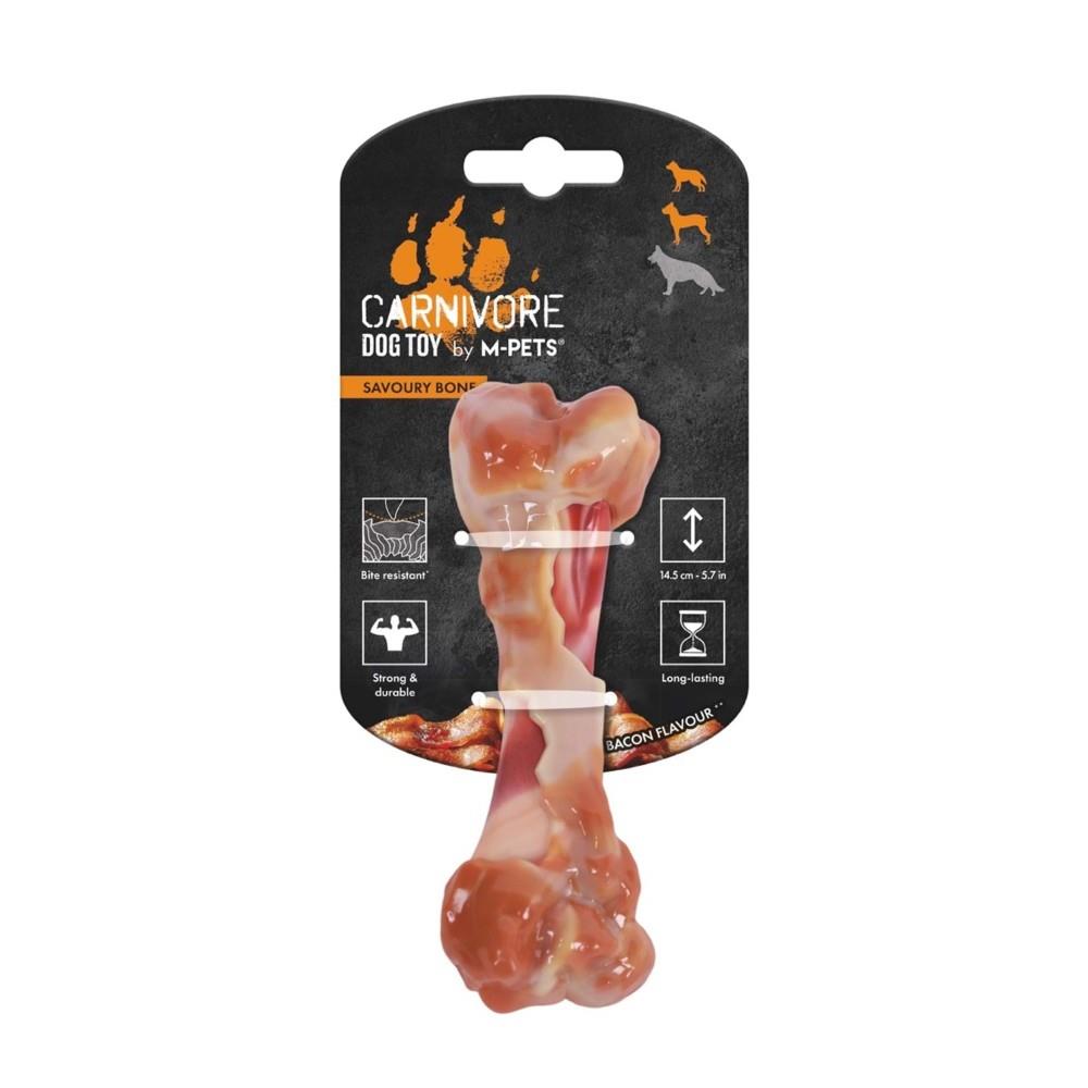 M-Pets Carnivore Savoury Bone Pastırma Aromalı Kemik Köpek Oyuncağı 14.5x5.1x5 cm Turuncu