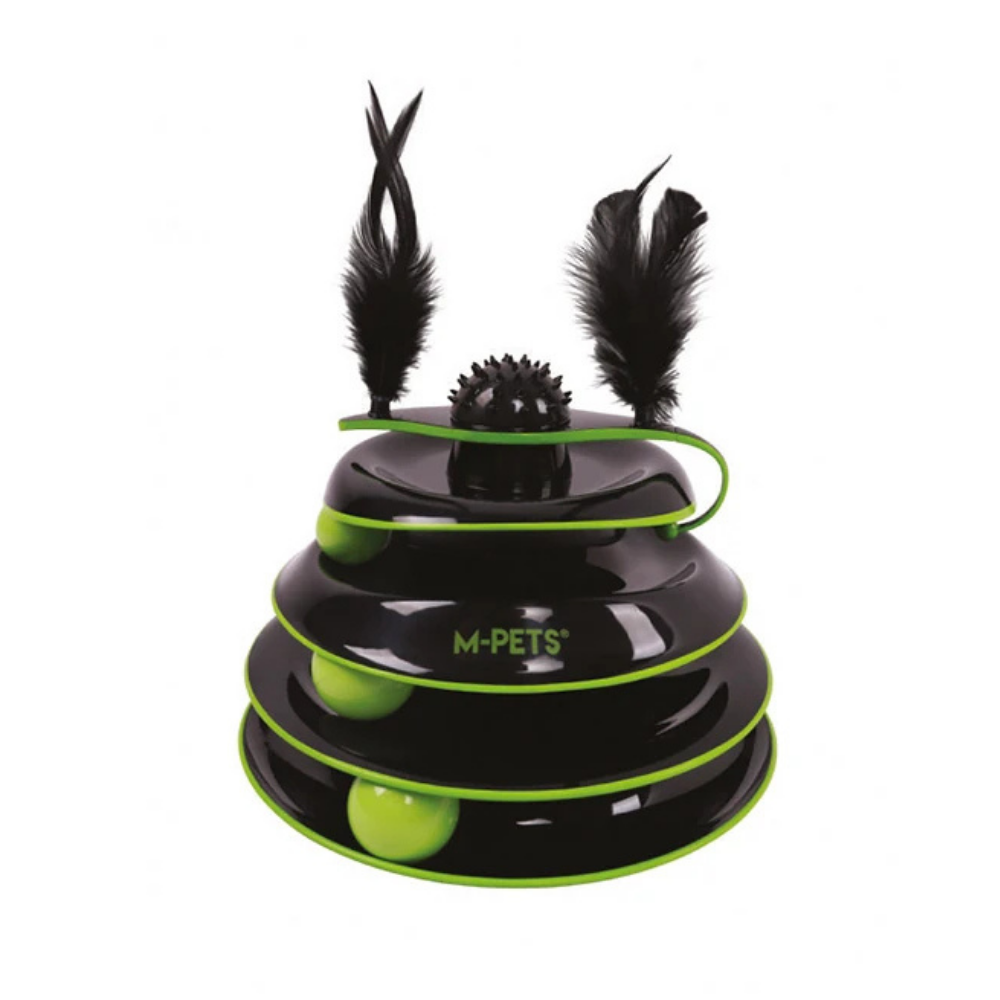 M-Pets Castle Play Tower Toplu Kule Kedi Oyuncağı Siyah-Yeşil