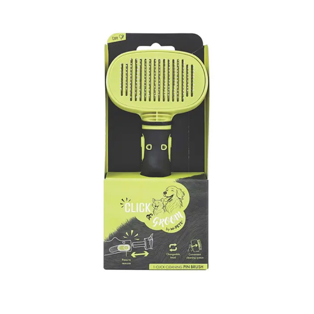 M-Pets Click And Groom Kedi ve Köpekler için Basmalı Masaj Uçlu Fırça