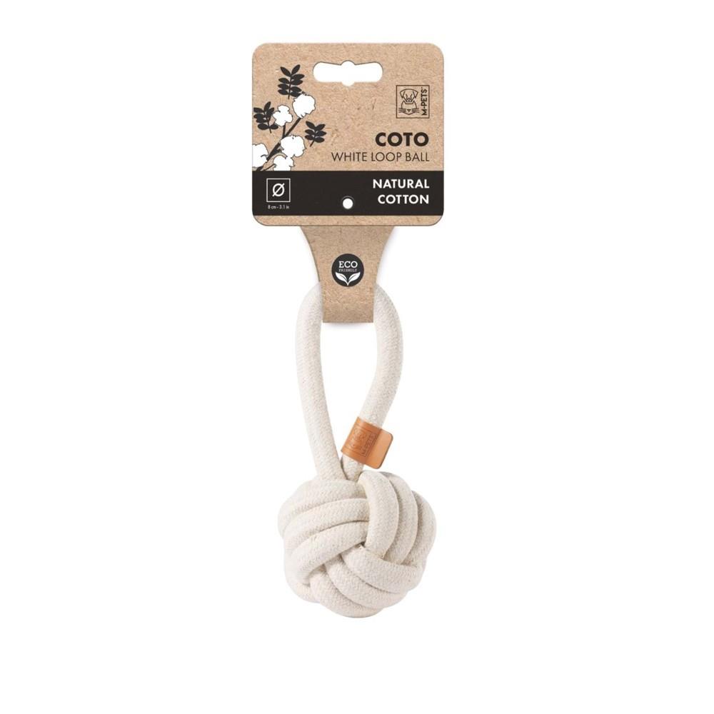 M-Pets Coto Çekmeli Örgü Top Köpek Oyuncağı 8 cm Beyaz