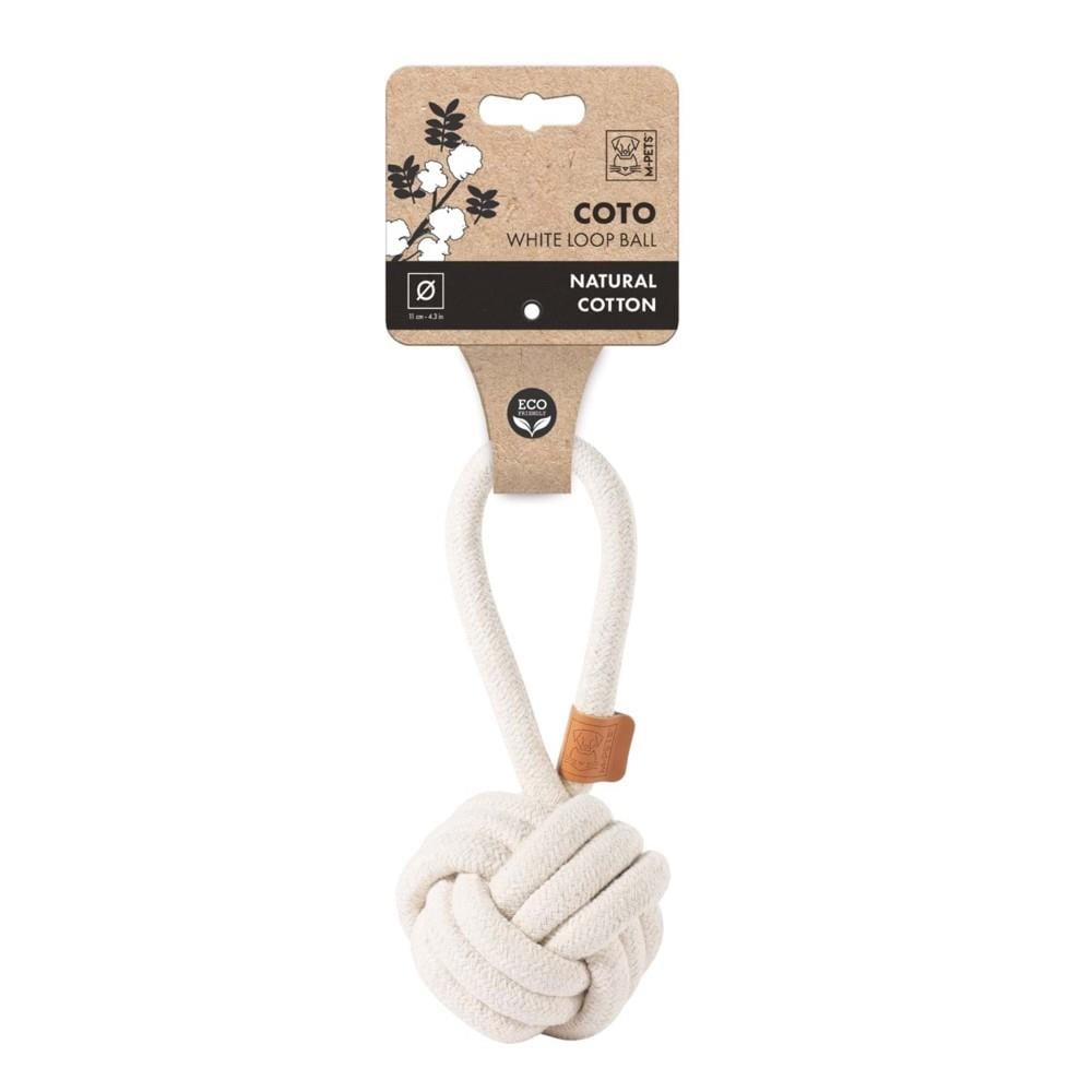 M-Pets Coto Çekmeli Örgü Top Köpek Oyuncağı 11 cm Beyaz