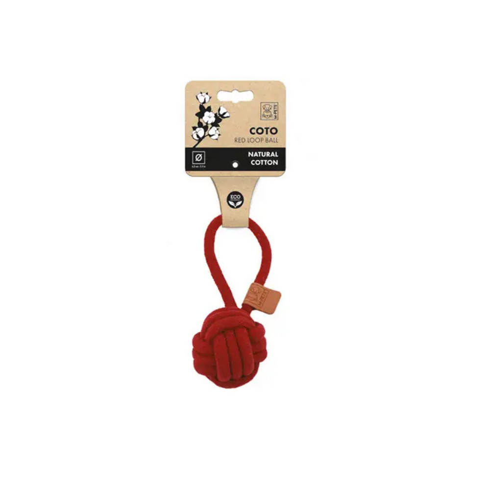 M-Pets Coto Loop Ball Örgü Çekmeli Köpek Oyuncağı Kırmızı 6.5 cm