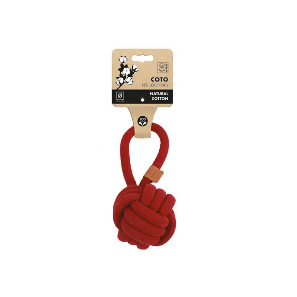 M-Pets Coto Loop Ball Örgü Çekmeli Köpek Oyuncağı Kırmızı 11 cm