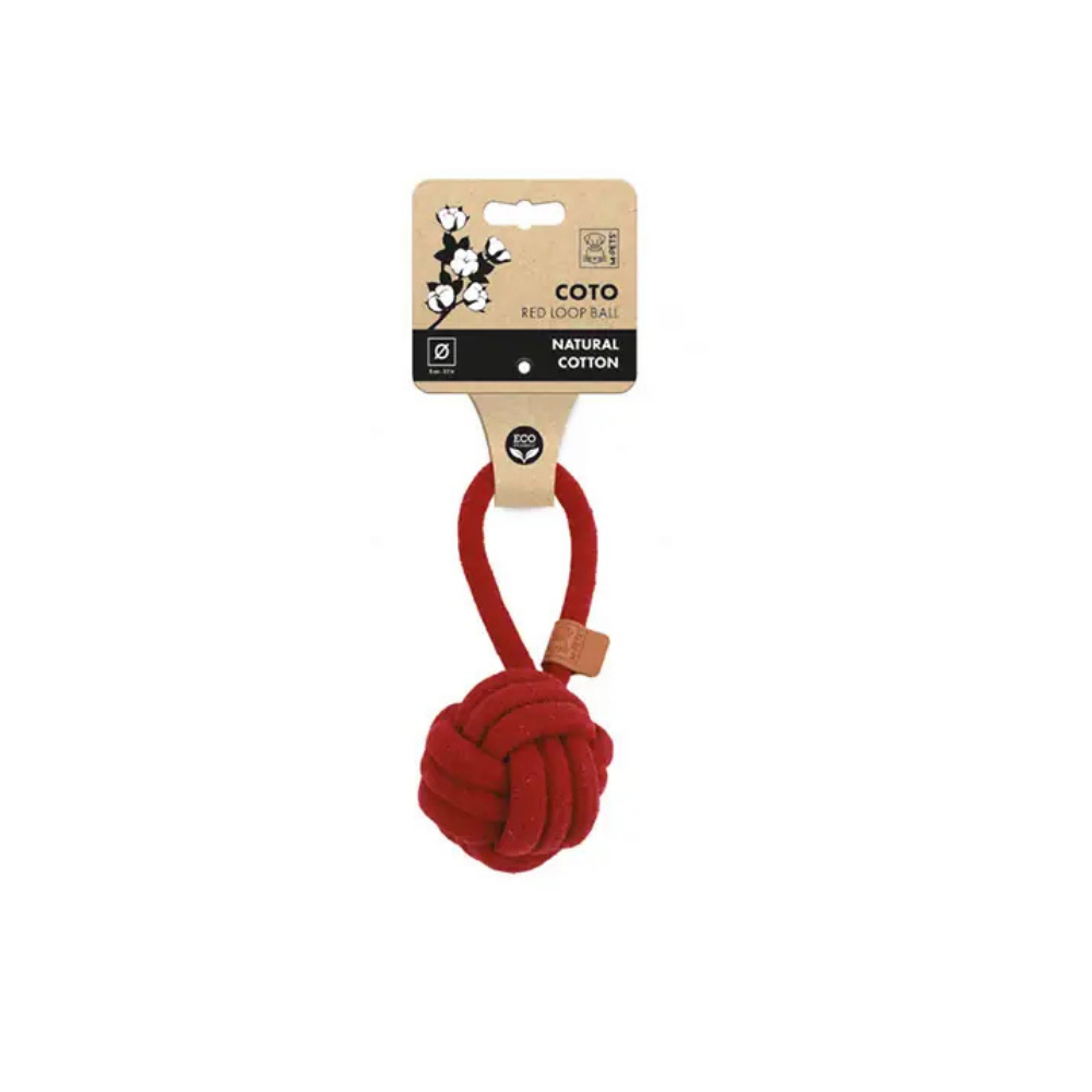 M-Pets Coto Loop Ball Örgü Çekmeli Köpek Oyuncağı Kırmızı 8 cm