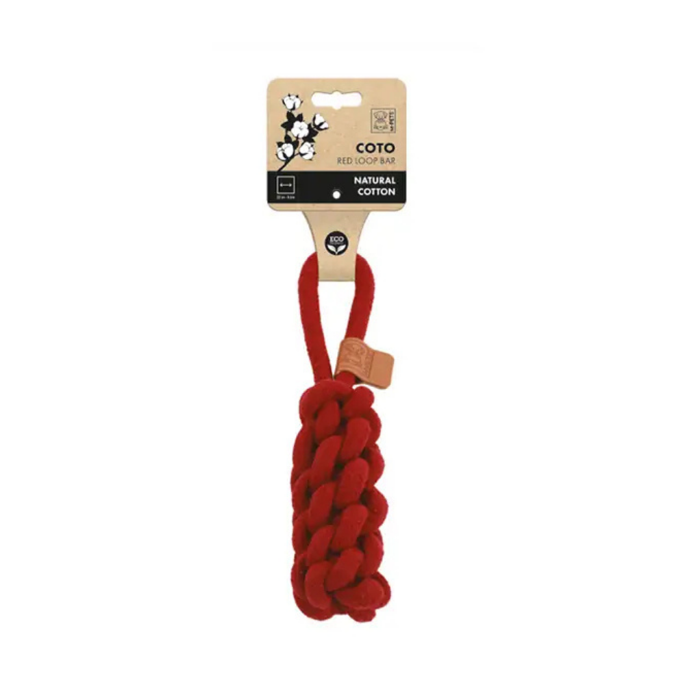 M-Pets Coto Loop Bar Örgü Çekmeli Köpek Oyuncağı Kırmızı 22 cm