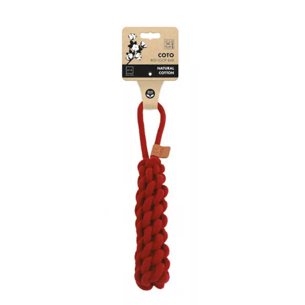 M-Pets Coto Loop Bar Örgü Çekmeli Köpek Oyuncağı Kırmız 34 cm