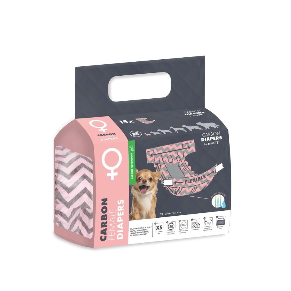 M-Pets Diapers Dişi Köpekler için Külot Bez 20-40cm 15'li XS
