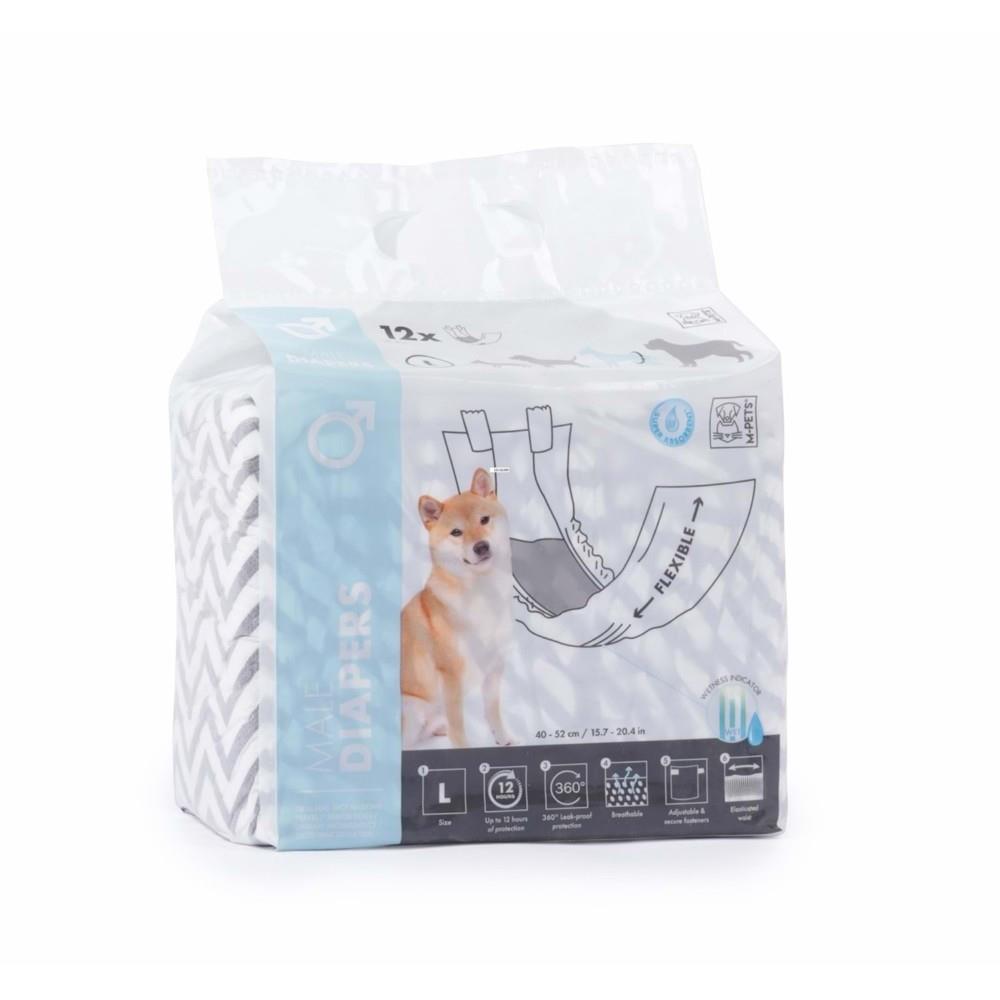 M-Pets Diapers Erkek Köpekler İçin Külot Bez 40-52cm L 12'li