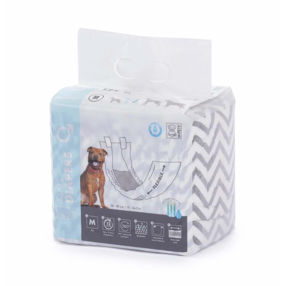 M-Pets Diapers Erkek Köpekler İçin Külot Bez 28-42cm M 12'li