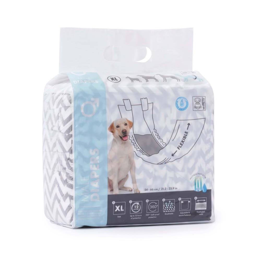 M-Pets Diapers Erkek Köpekler İçin Külot Bez 54-66 cm XL 12'li