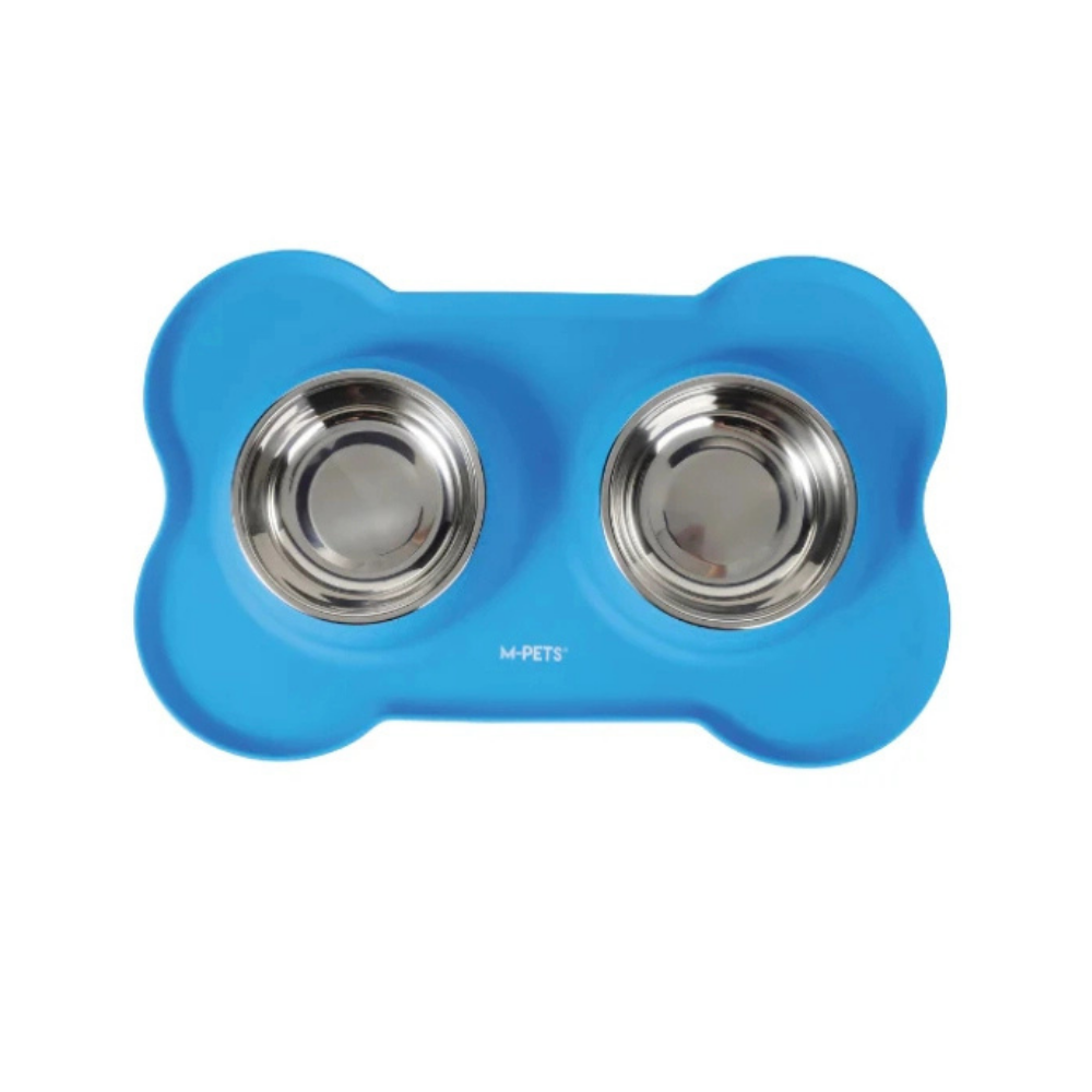 M-Pets Duet Silikon Mat Kedi ve Köpek Mama ve Su Kabı 400ml (Mavi)