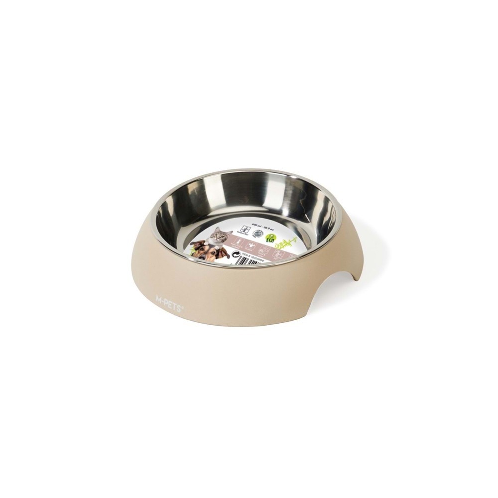 M-Pets Eco Bambu Kedi ve Köpekler için Mama ve Su Kabı 600ml Bej