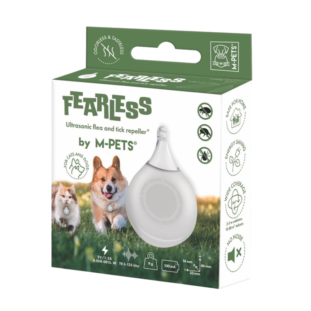 M-Pets Fearless Kedi ve Köpekler için Ultrasonik Pire Ve Kene Kovucu 3.3x1,4x4,6cm (Beyaz)