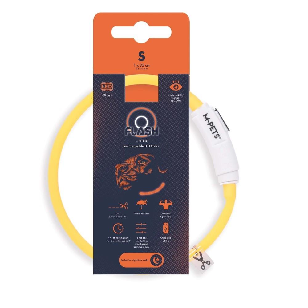 M-Pets Flash Led Köpek Boyun Tasması 35 cm Turuncu S