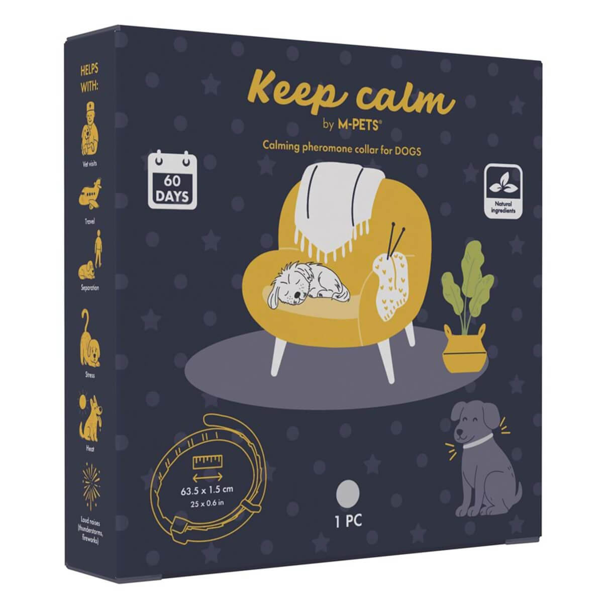 M-Pets Keep Calm Calming Sakinleştirici Etkili Köpek Tasması Gri