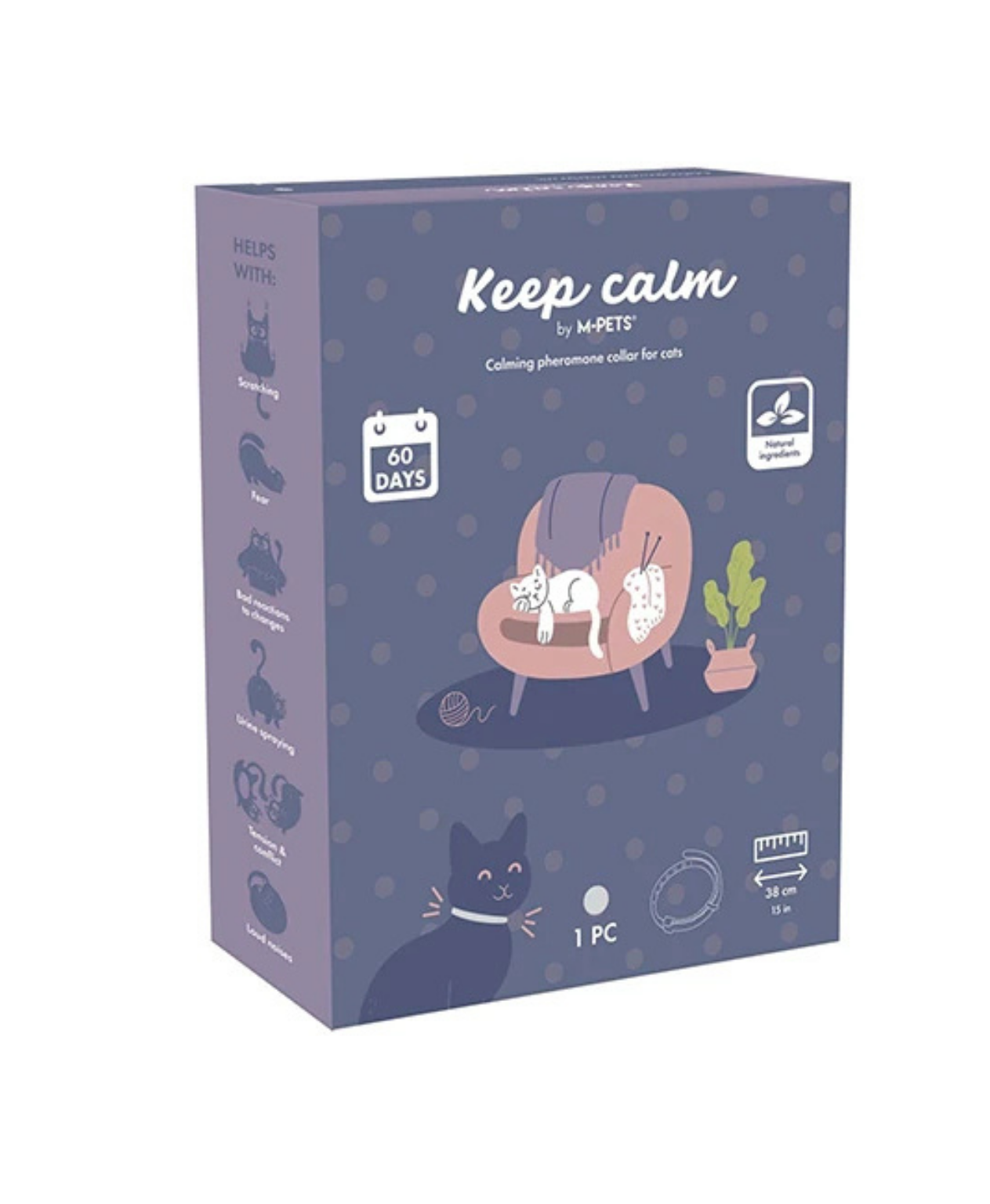M-Pets Keep Calm Sakinleştirici Kedi Tasması Gri