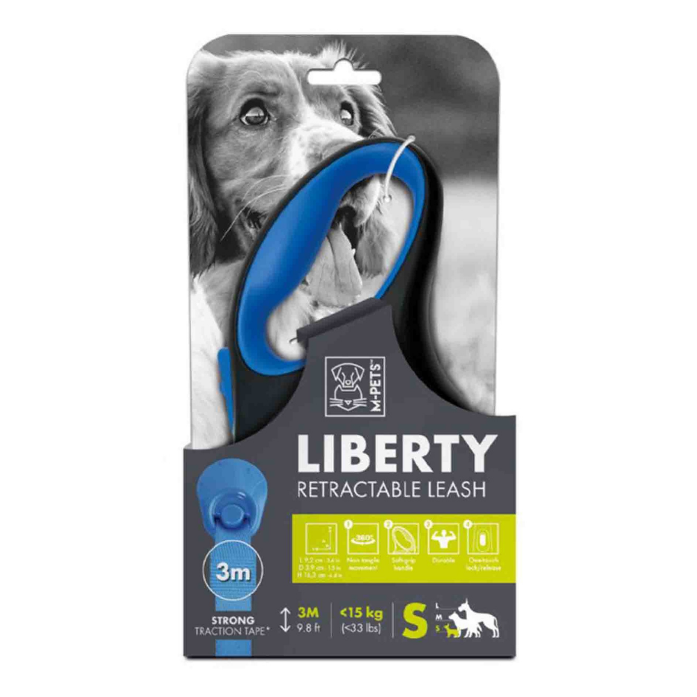M-Pets Liberty Otomatik Şerit Gezdirme Kayışı Mavi 3m S