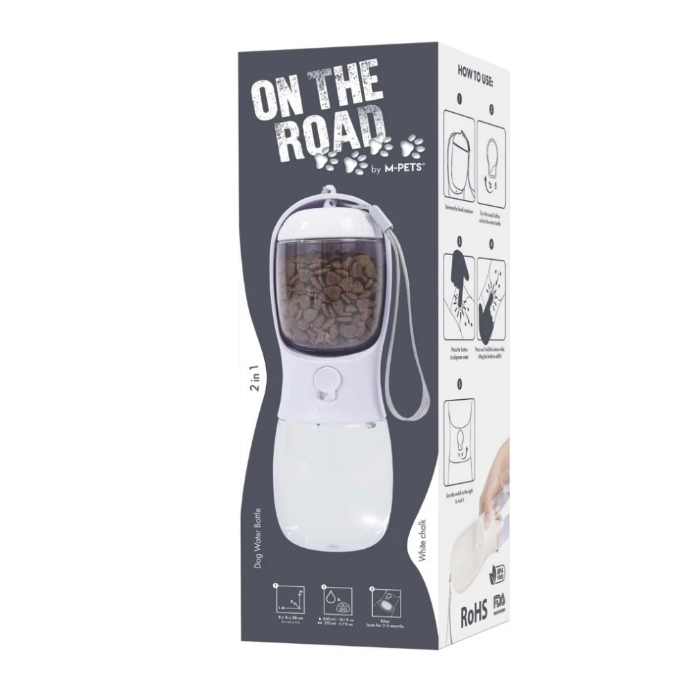 M-Pets On The Road 2İn1 Köpek Seyahat Suluğu 300Ml Beyaz