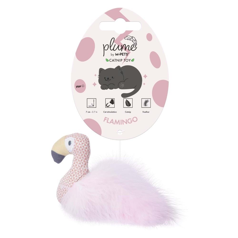M-Pets Plume Kedi Otlu Flamingo Kedi Oyuncağı 7x8x3cm Pembe