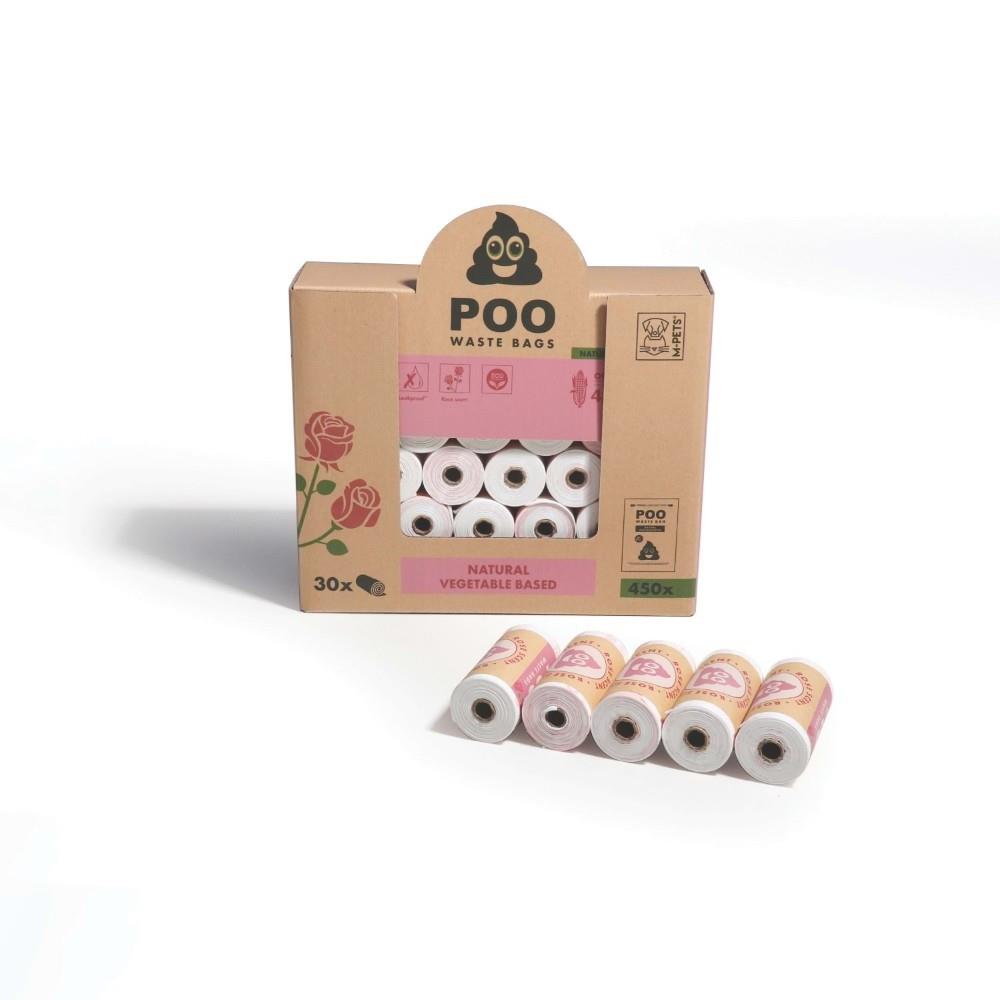 M-Pets Poo Gül Kokulu 15 Yaprak Dışkı Toplama Torbası 30'lu
