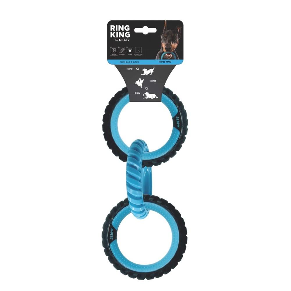 M-Pets Ring King Üçlü Köpek Oyuncağı 28.2x12.7x2.2 cm Mavi-Siyah
