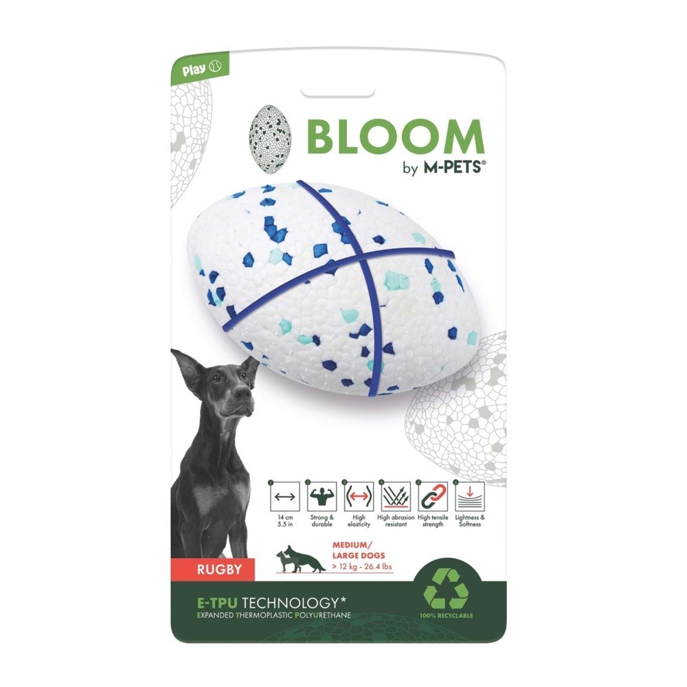 M-Pets Rugby Topu Köpek Oyuncağı 14 cm Mavi-Beyaz