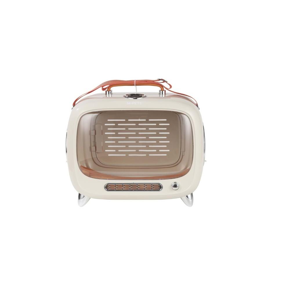 M-Pets Sixties Televizyon Şeklinde Kedi Taşıma Çantası 44.7x26.6x38.4 cm Beyaz