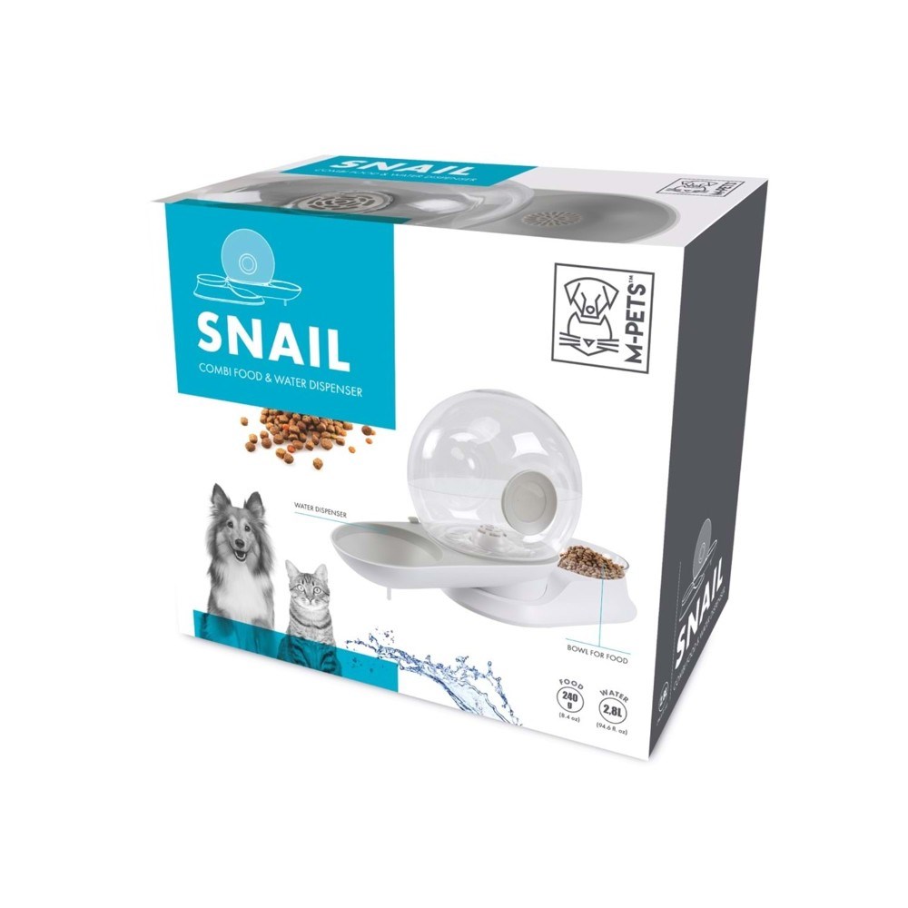M-Pets Snail Hazneli Su ve Mama Kabı 2800 ml Beyaz