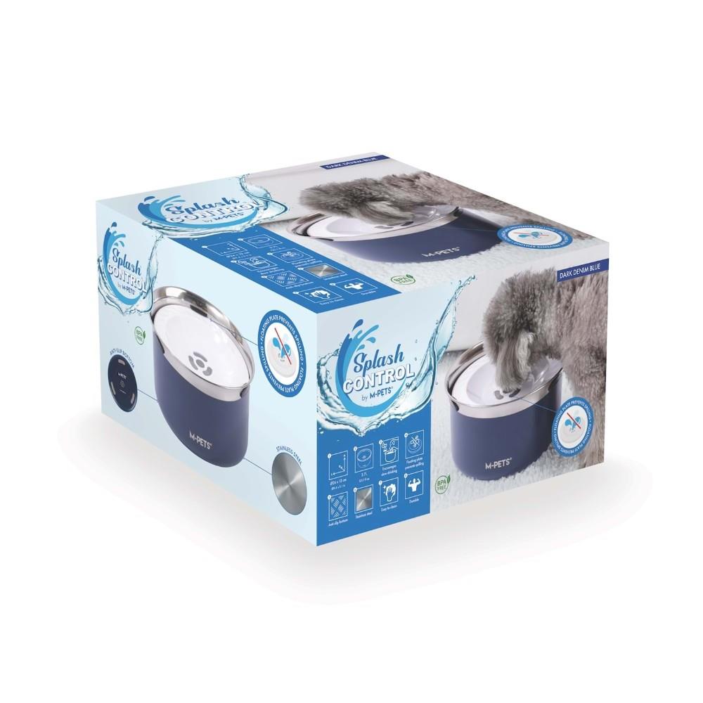 M-Pets Splash Control Köpekler için Çelik Su Kabı 3700 ml Mavi